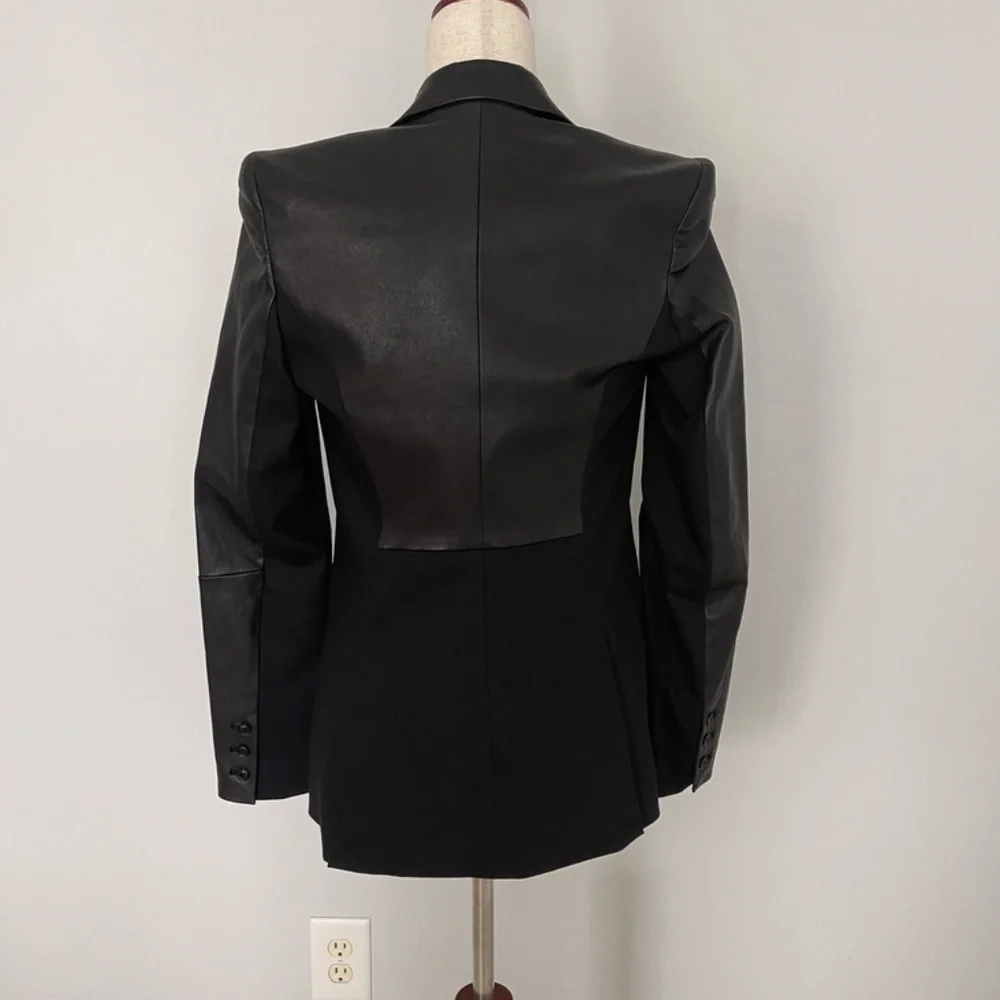 Alice + Olivia Black Leather Blazer - Size S - Picture 5 of 10